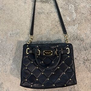 Michael Kors Black Quilted Shoulder Bag with Gold Accents